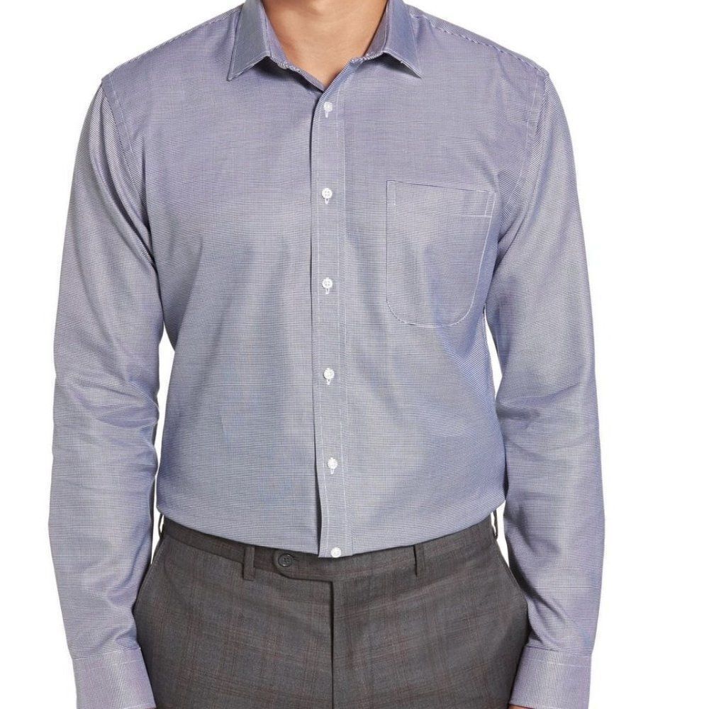NORDSTROM MENS SHOP Trim Fit Microgrid Dress Shirt
